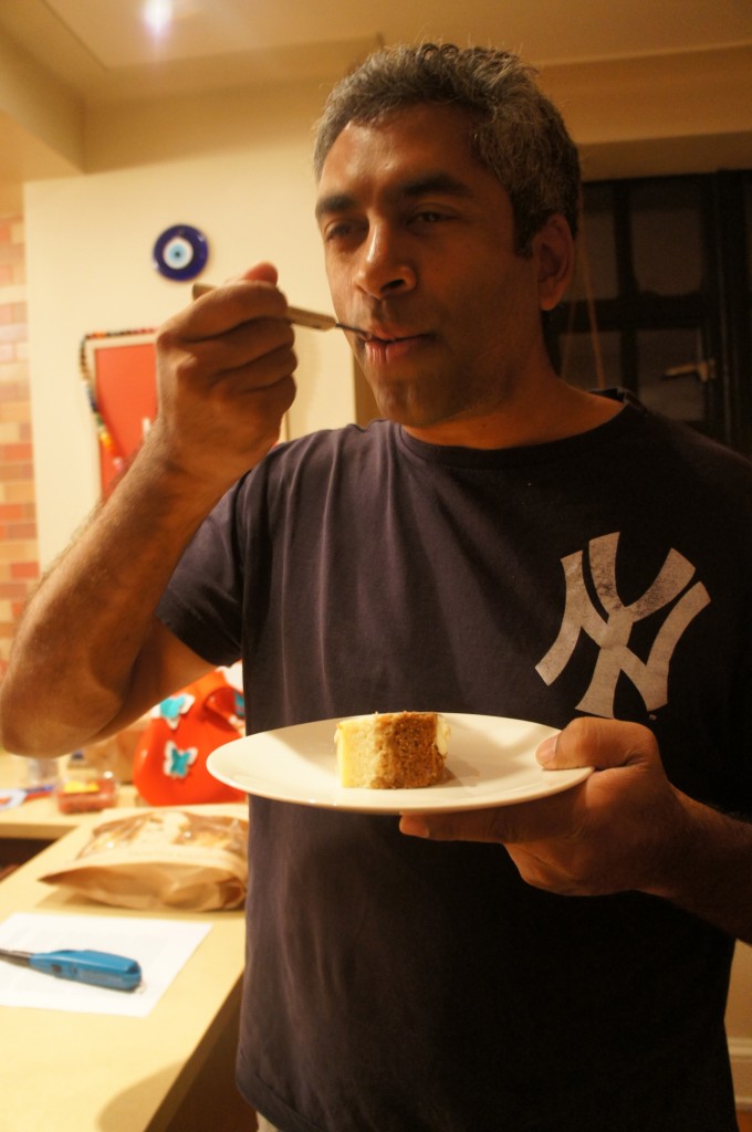 daddy eating cheesecake