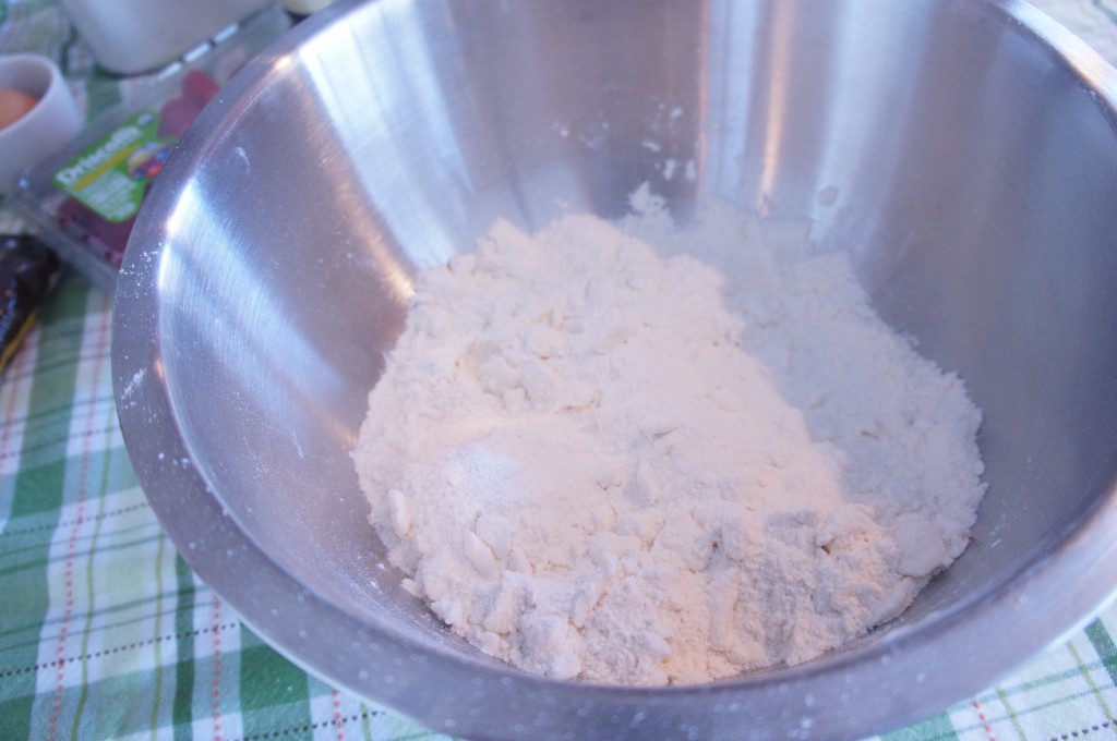chopped up butter into flour